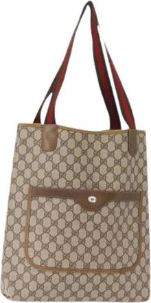 Gucci Pre-owned Tote Bags, female, Beige, Size: ONE SIZE Pre-owned Vintage Canvas Tote