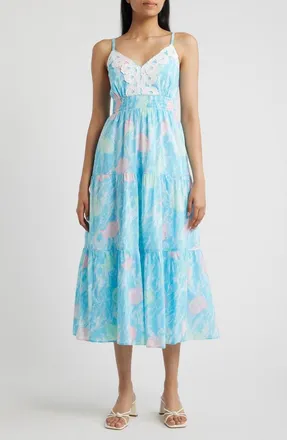 Lilly Pulitzer Zanna Shell Print Midi Sundress in Capri Blue Shelden at Nordstrom, Size 6