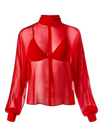 Alejandra Alonso Rojas turtleneck tie blouse - Red