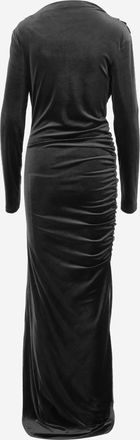 DON'T @ ME Long Draped Stretch Jersey Dress - Black