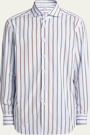 Kiton Mens Alternating Stripes Sport Shirt