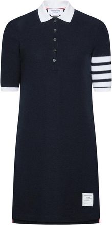 Thom Browne Textured Pique 4-bar Mini Polo Dress