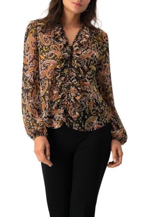 Ivonne V-Neck Ruffle Trim Printed Blouse in Multicolor at Nordstrom, Size 14