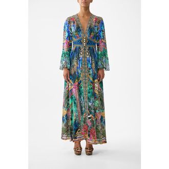 Camilla Shaped Waistband Dress With Ruffle Sleeve in Animal Alchemy at Nordstrom, Size X-Small Au