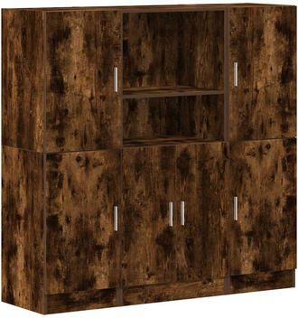 vidaXL 3 Piece Kitchen Cabinet Set Smoked Oak Engineered Wood Vidaxl