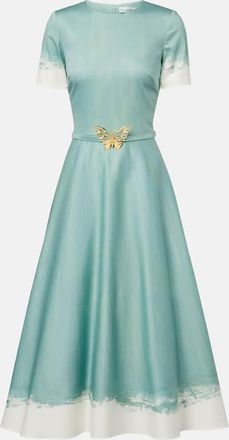 Oscar De La Renta Abito midi in popeline di misto cotone