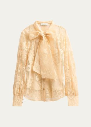 Zimmermann Valiant Lace Pussy Bow Blouse