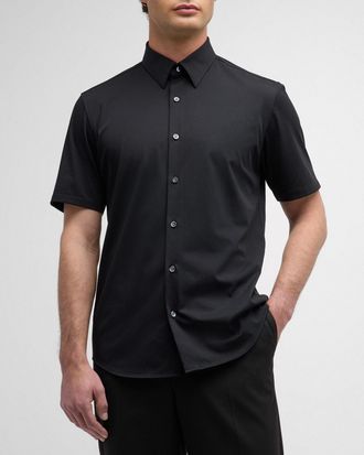 Theory Mens Irving Short Sleeve Shirt in Structure Knit