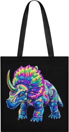 Generic Tie Dye Triceratops Tote Bag for Women Men Shoulder Bags Purses Pouch Handbags