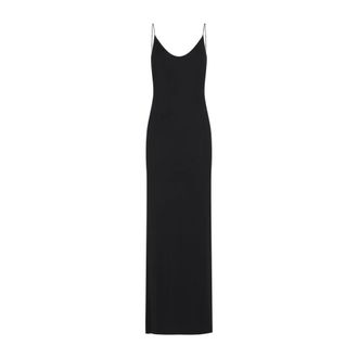 Saint Laurent Kleedjes, Dames, Zwart, L, Cassandre-chain Backless Dress in Knit