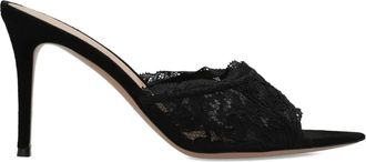Gianvito Rossi Muiltjes met hak van kant - Zwart
