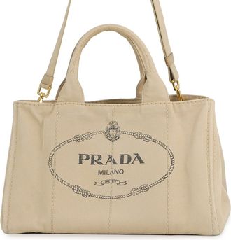 Prada Beige Canvas Handbag Tote Bag (Pre-Owned)