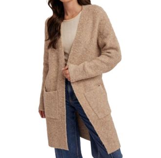 Hem & Thread Georgianna Boucle Cardigan In Mocha
