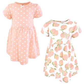 Hudson Baby Twin Pack Baby Dress Pack in Sweet Peach at Nordstrom, Size 18-24M