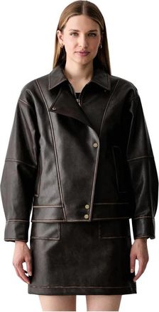 Liu Jo Ramoneska Jacket - Dames - Zomerjassen - Bruin - L - Leer - Jassen