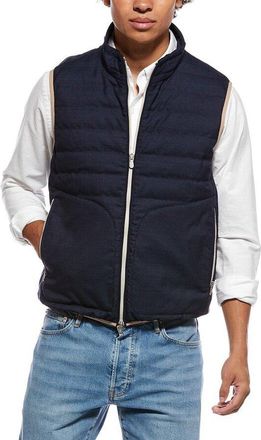 Brunello Cucinelli MenS Blue Wool Quilted Vest, Size S