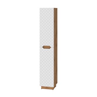 Vicco Armario De Ba&ntilde;o Lotta, Roble/blanco Con Estructura De Azulejos, 33 X 186 Cm Con 2 Puertas, Vicco