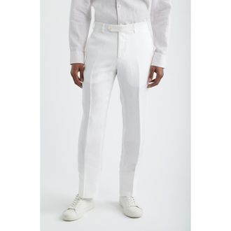 Zanella Parker Linen Pants in White at Nordstrom, Size 35