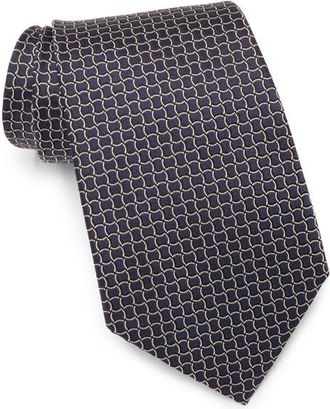 Ermenegildo Zegna Tile Silk Tie in Navy Fan at Nordstrom