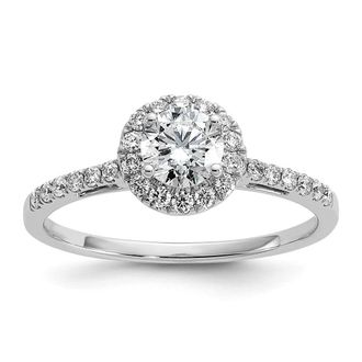 Diamond2Deal 14k Gold Lab Grown Diamond Halo Engagement Ring 3/4Ct Clarity- VS Color- G-H
