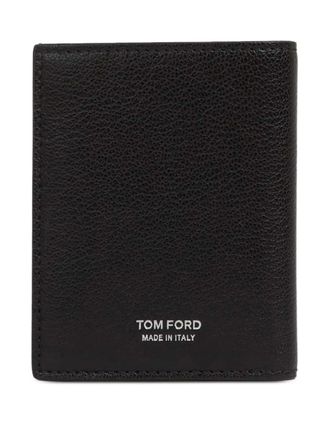 Tom Ford embossed-logo foldable leather cardholder - Zwart
