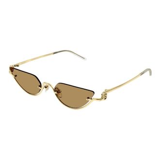 Gucci Sunglasses, unisex, Yellow, 53 MM, Semi Rimless Cat Eye Sunglasses