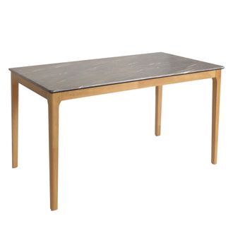 Hhg Hhg - Nunca Usado] Mesa De Comedor 642, Mesa De Comedor, Madera Maciza Hdf Laminado Melamina 135x80cm, Aspecto M&aacute;rmol/piedra, Patas Color Claro