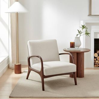 Furniturebox Esmeray Beige Fabric Mid Century Modern Accent Chair