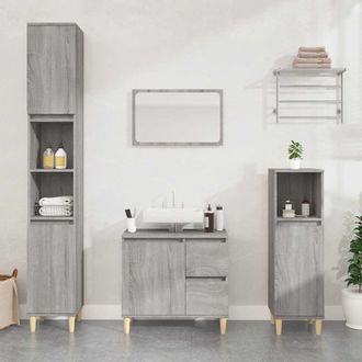 vidaXL Armario De Ba&ntilde;o Madera Contrachapada Gris Sonoma 65x33x60 Cm Vidaxl