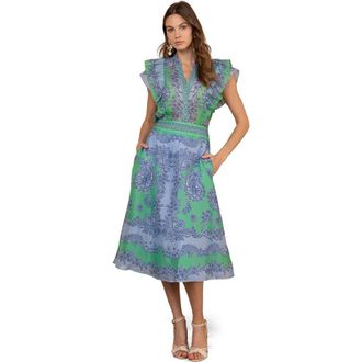 Hale Bob Winslow Linen Organza Skirt in Green at Nordstrom, Size X-Small