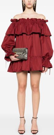 Saint Laurent Womens Red Cotton Dresses - Dark Red - Size EU 36 (Womens)