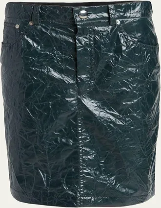 Marni Crinkled Faux-Leather Knee-Length Skirt
