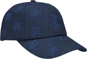 Vilebrequin Geborduurde Cap Turtles All Over - Heren - Petten - Blauw - ONE Size - Katoen - Accessoires
