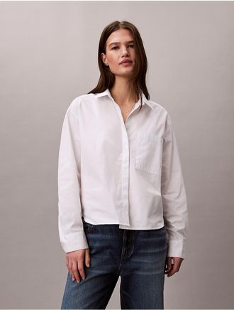 Calvin Klein Jeans Calvin Klein Womens Cotton Poplin Boxy Button-Down Shirt - White - XL