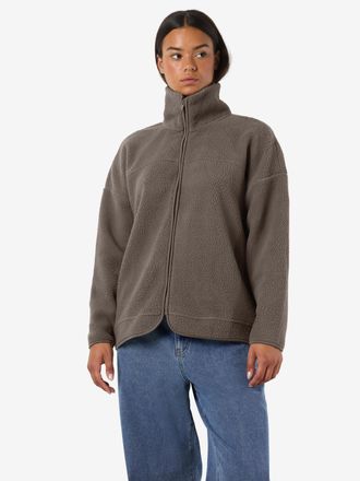 Noisy May Fleecejacke NOISY MAY NMCOZY L/S ZIP SWEATER JRS NOOS, Damen, Gr. XL, morel, Fleece, Obermaterial: 100% Polyester, unifarben, loose fit Po-bedeckend, 