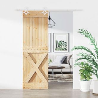 vidaXL Puerta Corredera Con Herrajes Madera Maciza De Pino 70x210 Cm Vidaxl