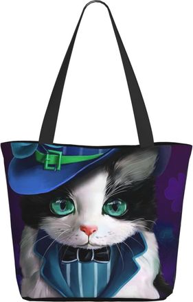 AOOEDM Saint Patricks Day Shamrock Cat Ladies Shopping Bag 13x11x7in.The Perfect ValentineS Day Gift.It Is The Best ValentineS Day Gift For Mom, Daughter, Wi