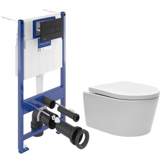 Villeroy & Boch Villeroy&boch - Pack Wc Con Bastidor + Inodoro Sat Sin Brida + Asiento Softclose + Placa Negra (vcnsat4)