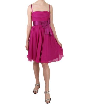 Dolce & Gabbana Womens Fuchsia Pink Bow Silk Sleeveless Dress - Multicolour - Size X-Small