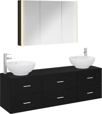 vidaXL Juego De Muebles De Ba&ntilde;o 4 Uds. Roble Negro Vidaxl