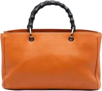 Gucci Pre-owned Handbags, female, Orange, Size: ONE SIZE Pre-owned Bamboo Shopper Satchel