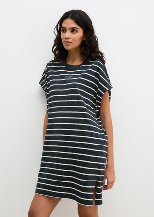 Marc O'Polo Nachthemd MARC OPOLO Mix N Match Nightdress, Damen, Gr. XL, N-Gr, schwarz navy gestreift, Jersey, Obermaterial: 100% Baumwolle, Basic kniefrei, Rundha