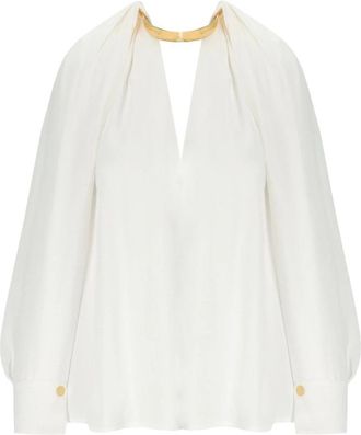 Elisabetta Franchi Jewel Blouse - Dames - Blouses - Wit - M - Overhemden