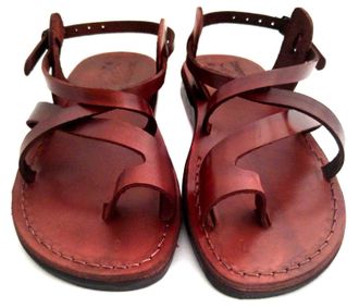 Jerusalem Sandals Mens Classic Leather Sandals Jesus (Numeric_6) EU38 Brown