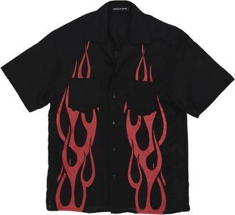 Vision Of Super Flames All Over Short Sleeve Shirt - Heren - Korte mouwen Overhemden - Zwart - XS - Overhemden
