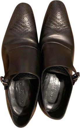 Louis Vuitton Black perforated leather monk strap shoes Size 40