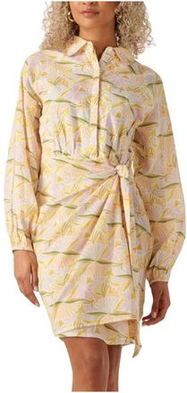 Notre-V Kleedjes, Dames, Veelkleurig, XS, Denim, Sprankelende Roze Mini Jurk