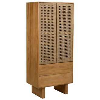 Wanderlust Deco Armario De Madera Y Cuerda Trenzada Marr&oacute;n 75x45x170