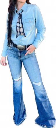 Justin Marianne Denim Pearl Snap Shirt In Blue
