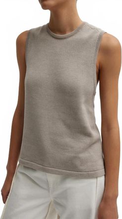 Tibi Criss Cross Sleeveless Sweater In Light Stone